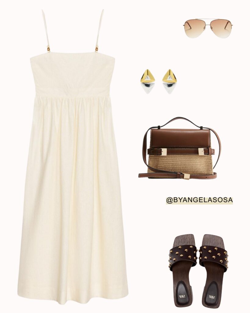 Outfit minimalista de verano con vestido blanco