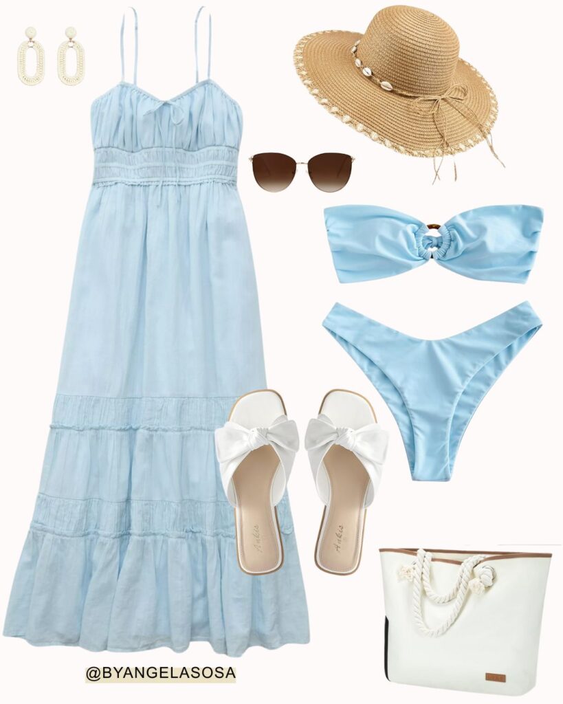 Long blue beach dress