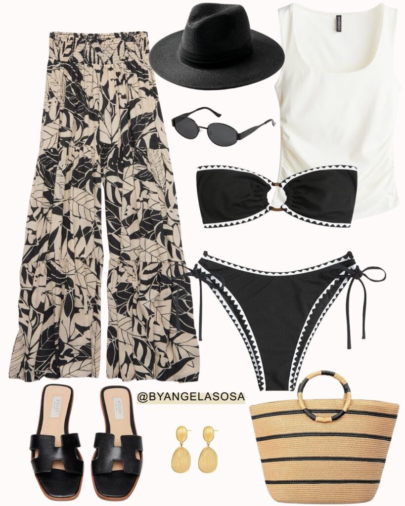Black and white beach outfit ideas