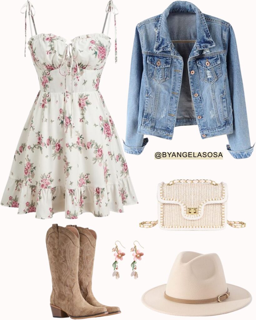 Cute outfit idea with a short floral dress