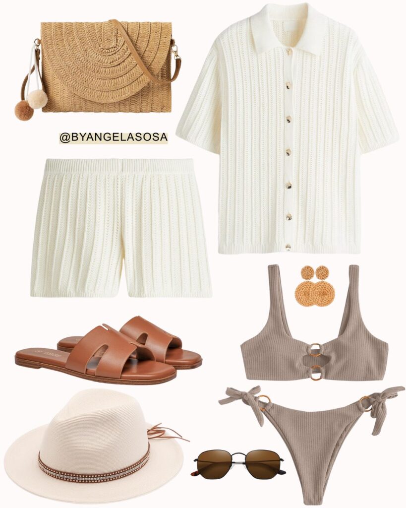 Beach set with cardigan and shorts