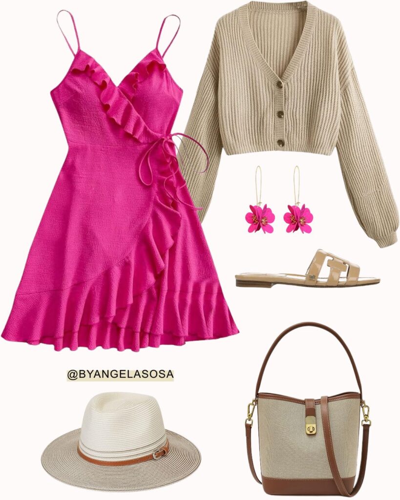 Cute outfit with a pink dress