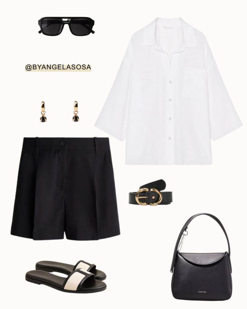 Outfit minimalista para verano en blanco y negro