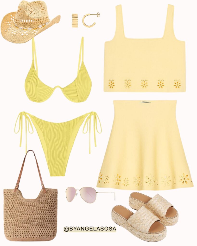 Yellow beach outfit