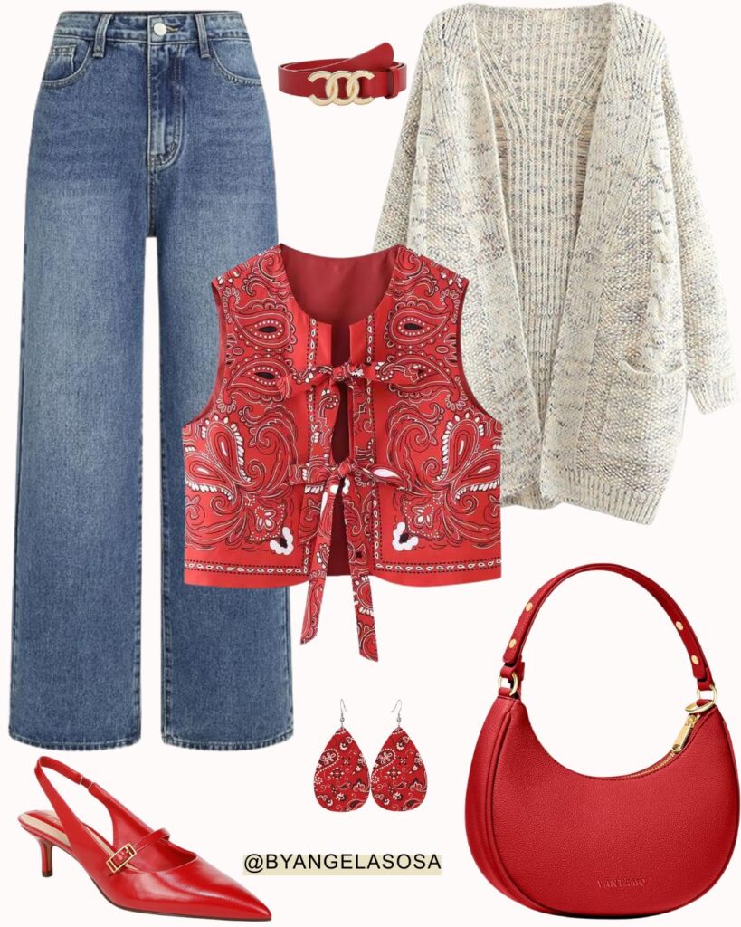 Casual Look with a Pop of Red You’ll Love