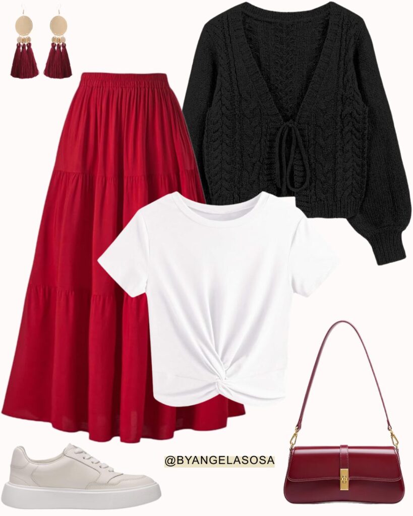 Casual Outfit idea with a Red Statement Piece