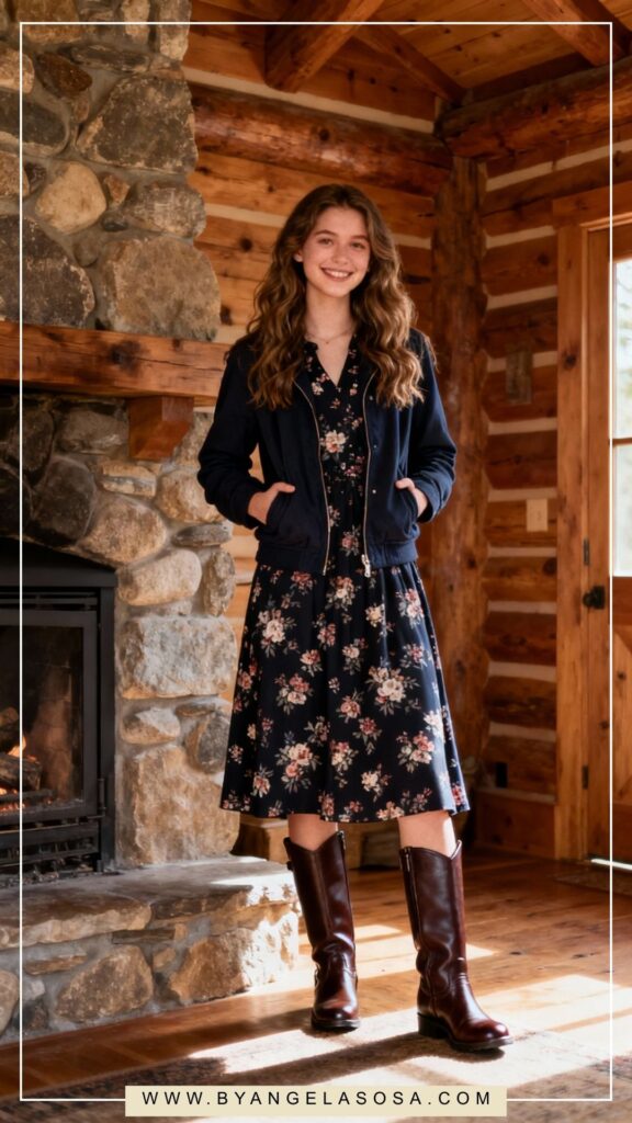 Stylish dress and boots looks