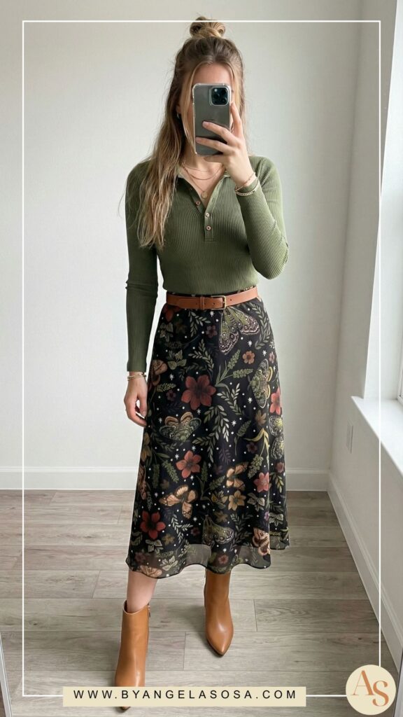 15 Trendy Floral Midi Skirt Outfits for Women