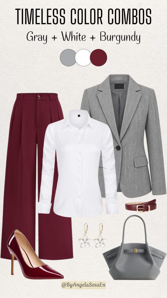 Gray, White & Burgundy