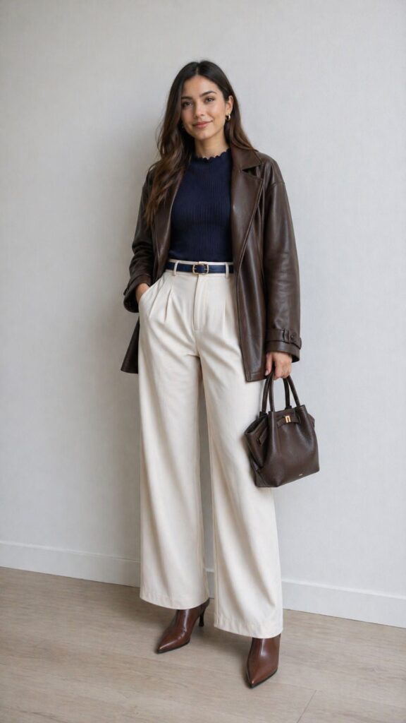 Navy blue + chocolate brown + beige