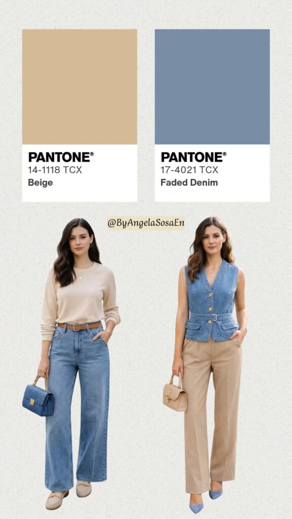Beige + Denim Blue