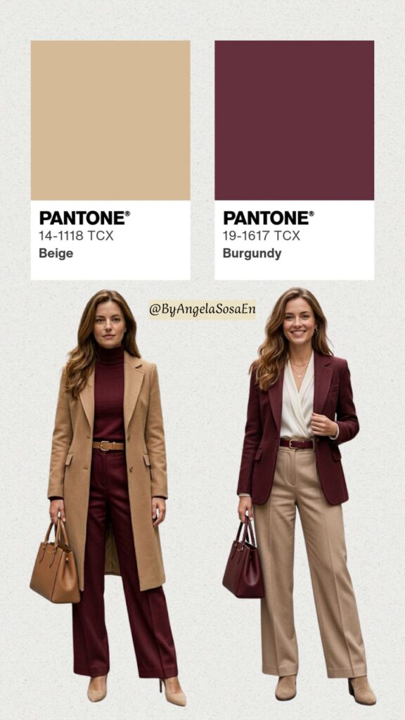 Beige + Burgundy