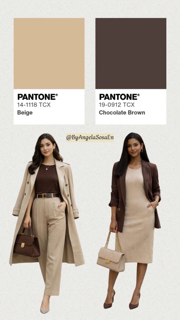 Beige + Chocolate Brown