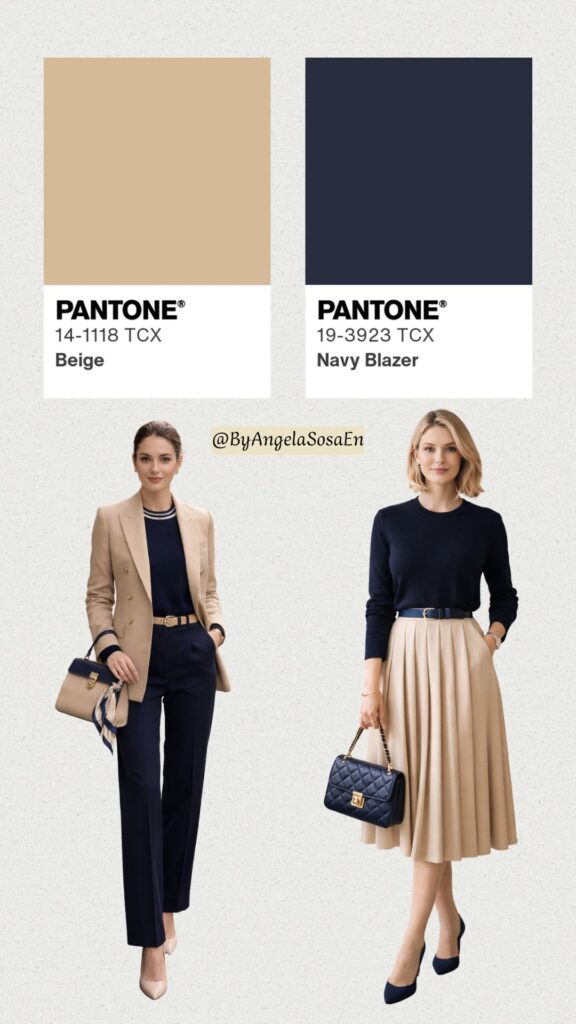 Beige + Navy Blue