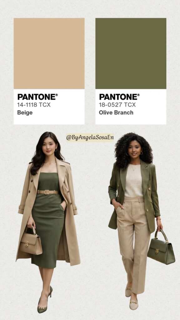 Beige + Olive Green