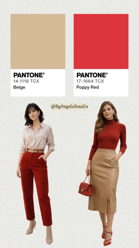 Beige + Red