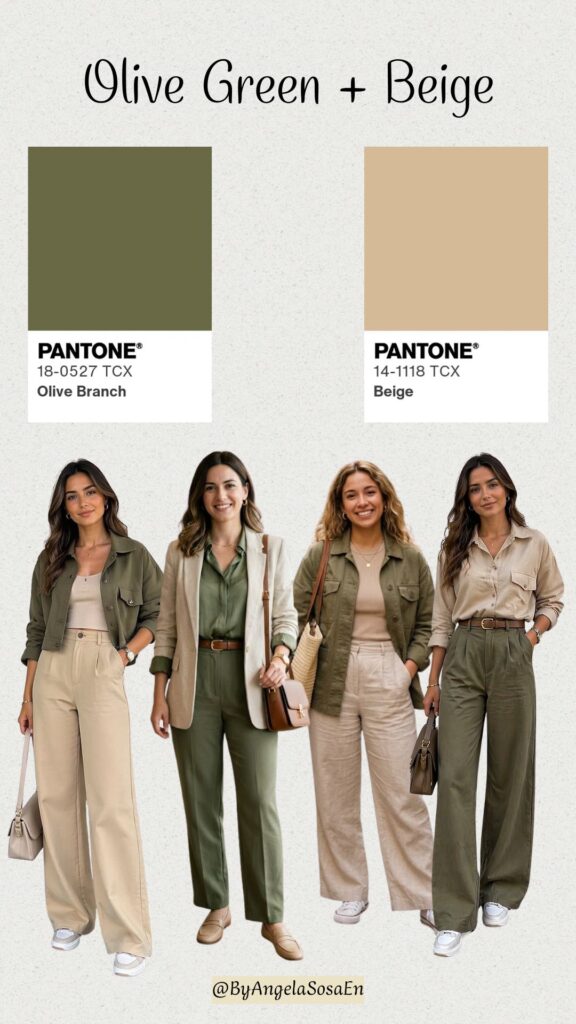 Olive Green + Beige