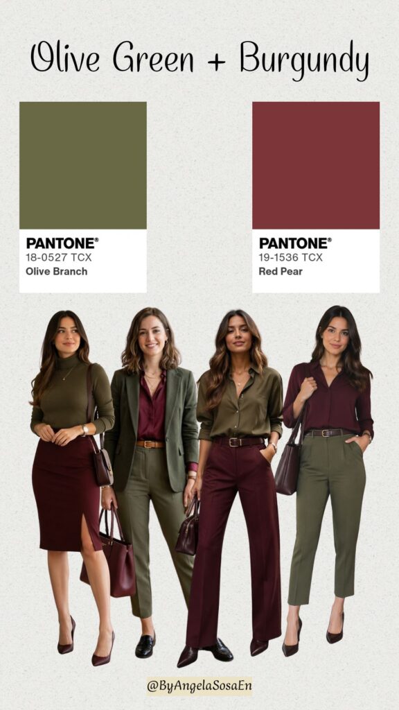 Olive Green + Burgundy