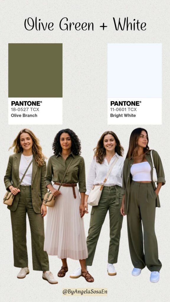 Olive Green + White